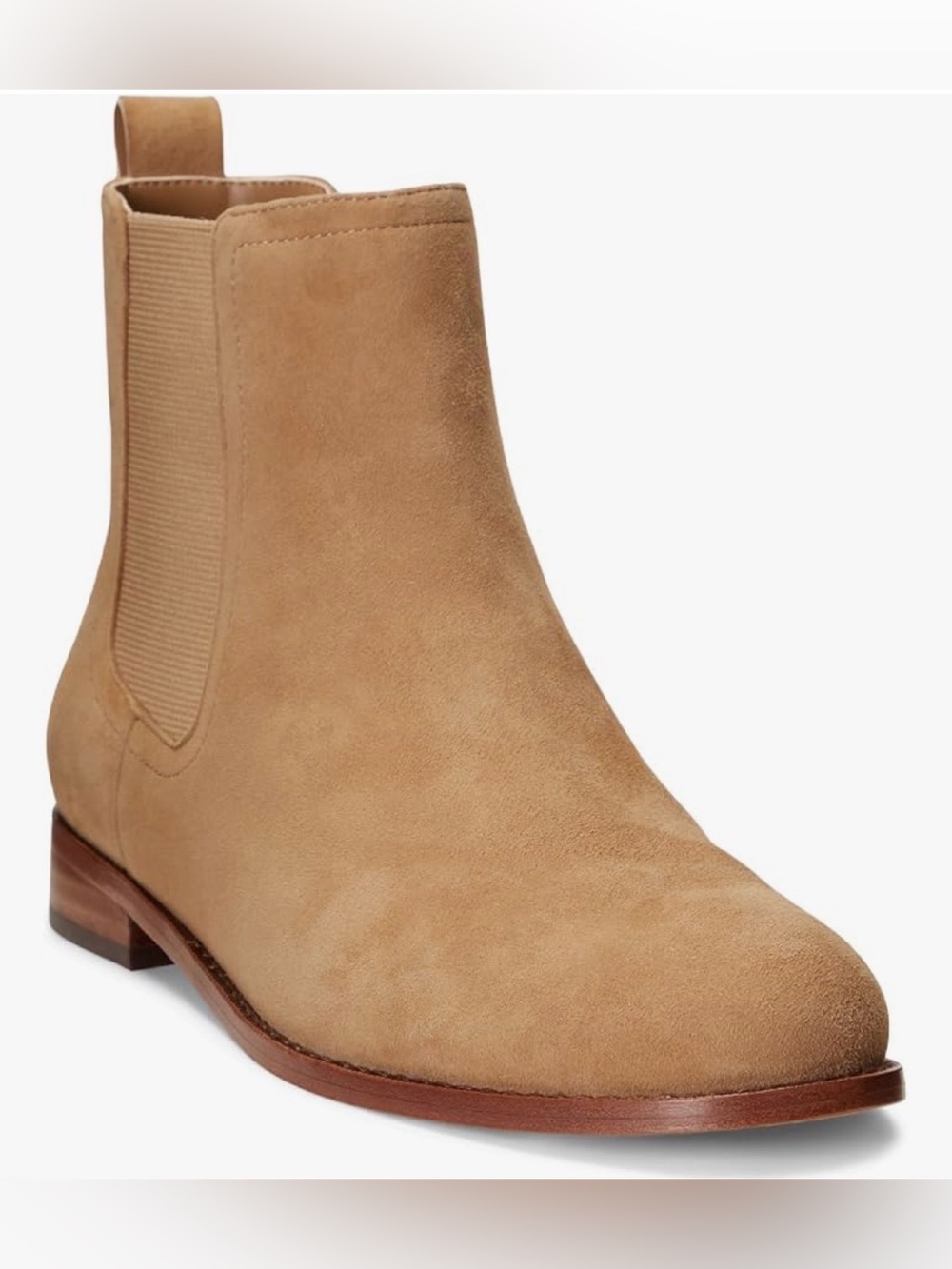 Lauren Ralph Lauren Brylee camel suede Chelsea boot  featuring a classic pull-on